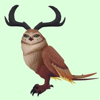 Brown Somnowl w/ Crescent Antlers, No Ears, No Brows, Long Tail