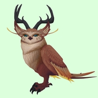 Brown Somnowl w/ Pronged Antlers, Large Ears, Wide Brows, Long Tail