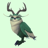 Green Somnowl w/ Pronged Antlers, No Ears, Wide Brows, Short Tail