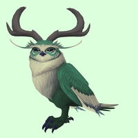 Green Somnowl w/ Crescent Antlers, No Ears, Wide Brows, Medium Tail