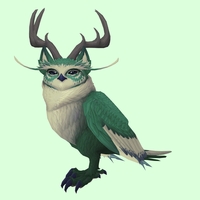 Green Somnowl w/ Pronged Antlers, Medium Ears, Wide Brows, Medium Tail