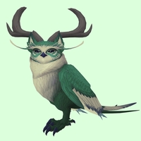 Green Somnowl w/ Crescent Antlers, Medium Ears, Wide Brows, Long Tail
