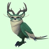 Green Somnowl w/ Pronged Antlers, Large Ears, Wide Brows, Long Tail