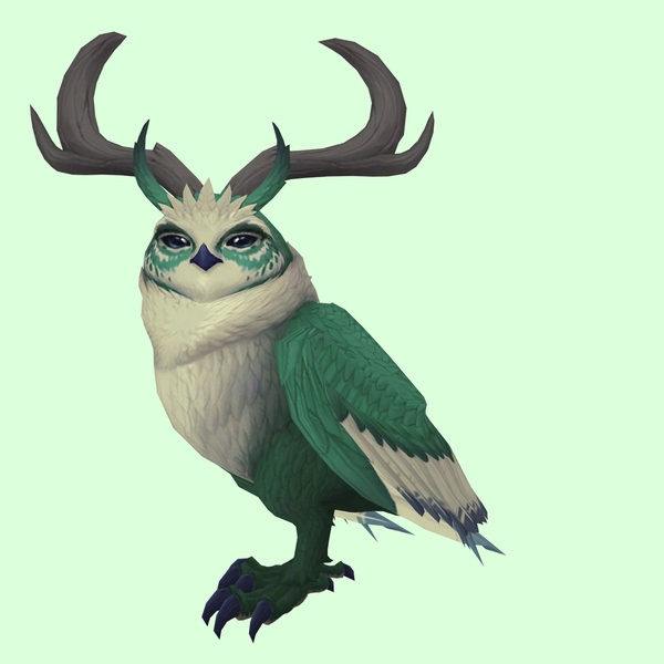 Green Somnowl w/ Crescent Antlers, No Ears, Horned Brows, Stub-Tail