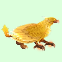 Yellow Stormrook w/ Sickle Beak, Flat Crown, Straight Brows, Thick Cheeks, and Wild Tail